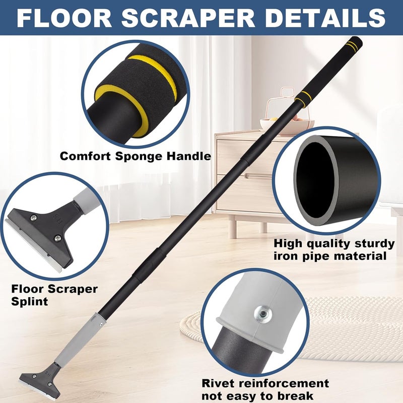 Greeily Floor Scraper Long Handle, 31" to 46" Gum Scraper Tool for Floor Cleaning Tile Wall Gum Paint with 4 inch Scraper Blade Long Handle Sturdy and Durable (31“-46”) - Image 3